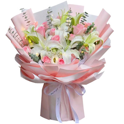 贵阳16朵粉玫瑰百合，感情稳定坚固