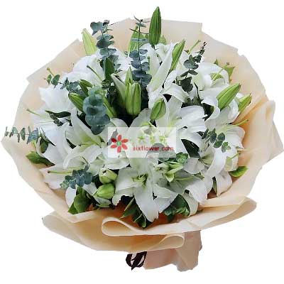 贵阳9支白色多头百合，祝福你幸福